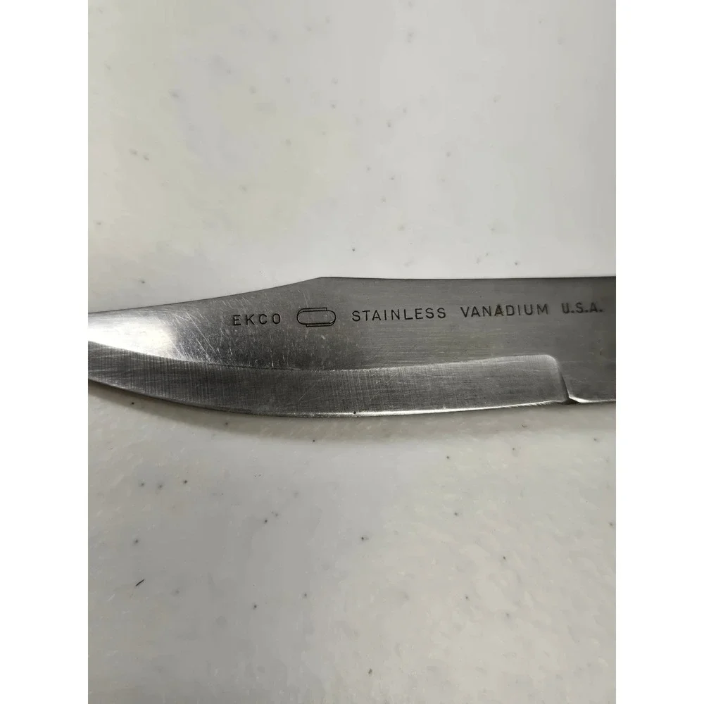 Vintage EKCO Paring Knife Stainless Vanadium USA Wood Handle‎ Clip Point Blade